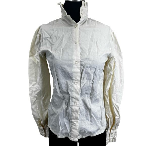 Vintage Nantucket Pintuck Blouse – 1980s Edwardian Style Cotton Top, Size 8 - Picture 1 of 16